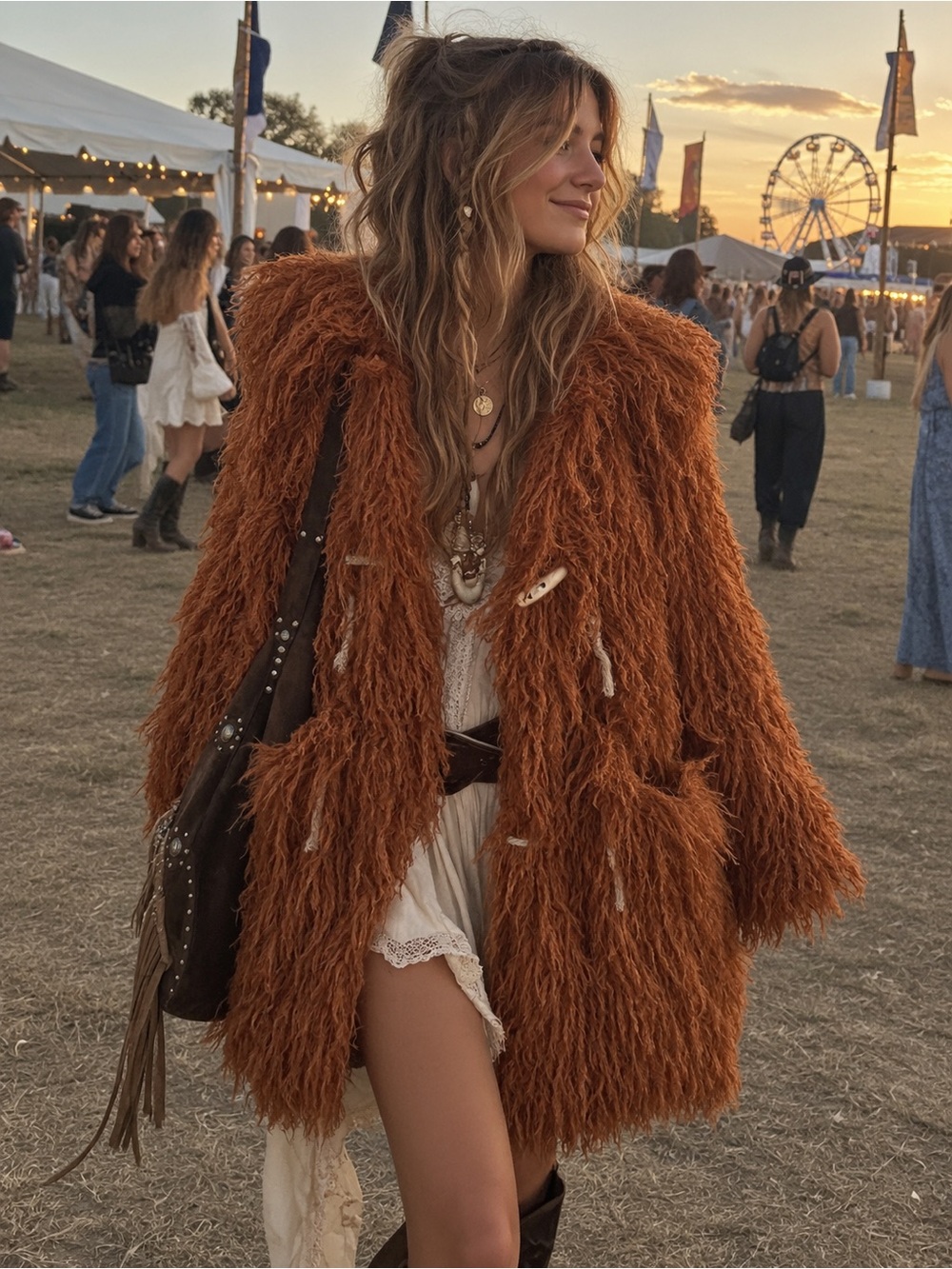 Free people Fluttering Heart Faux Fur Jacket